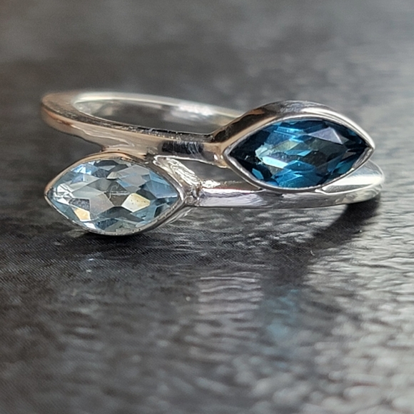 Vintage Jewelry - London Blue Sky Topaz Stone Ring Size 7 Women Minimalist Jewelry Sterlin…